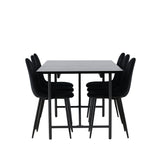 Jídelní stůl Astrid 200*75 - Matná černá / Matná černá MDF s dýhou + Jídelní židle Polar - Černé nohy / Black Velvet _6