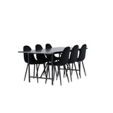 Jídelní stůl Astrid 200*75 - Matná černá / Matná černá MDF s dýhou + Jídelní židle Polar - Černé nohy / Black Velvet _6