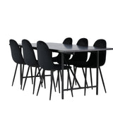 Jídelní stůl Astrid 200*75 - Matná černá / Matná černá MDF s dýhou + Jídelní židle Polar - Černé nohy / Black Velvet _6