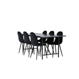 Jídelní stůl Astrid 200*75 - Matná černá / Matná černá MDF s dýhou + Jídelní židle Polar - Černé nohy / Black Velvet _6