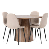 Lanzo jídelní stůl φ120 - přírodní / přírodní MDF + jídelní židle Polar - černá / béžová Boucle _4