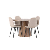 Lanzo jídelní stůl φ120 - přírodní / přírodní MDF + jídelní židle Polar - černá / béžová Boucle _4