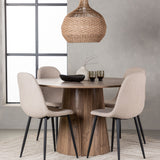 Lanzo jídelní stůl φ120 - přírodní / přírodní MDF + jídelní židle Polar - černá / béžová Boucle _4