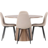 Lanzo jídelní stůl φ120 - přírodní / přírodní MDF + jídelní židle Polar - černá / béžová Boucle _4