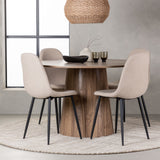 Lanzo jídelní stůl φ120 - přírodní / přírodní MDF + jídelní židle Polar - černá / béžová Boucle _4