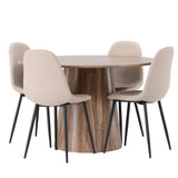 Lanzo jídelní stůl φ120 - přírodní / přírodní MDF + jídelní židle Polar - černá / béžová Boucle _4