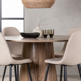 Lanzo jídelní stůl φ120 - přírodní / přírodní MDF + jídelní židle Polar - černá / béžová Boucle _4