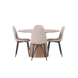 Lanzo jídelní stůl φ120 - přírodní / přírodní MDF + jídelní židle Polar - černá / béžová Boucle _4