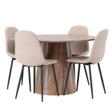 Lanzo jídelní stůl φ120 - přírodní / přírodní MDF + jídelní židle Polar - černá / béžová Boucle _4