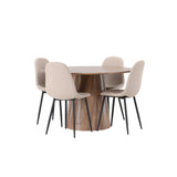 Lanzo jídelní stůl φ120 - přírodní / přírodní MDF + jídelní židle Polar - černá / béžová Boucle _4