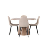 Lanzo jídelní stůl φ120 - přírodní / přírodní MDF + jídelní židle Polar - černá / béžová Boucle _4