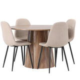 Lanzo jídelní stůl φ120 - přírodní / přírodní MDF + jídelní židle Polar - černá / béžová Boucle _4