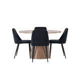 Lanzo jídelní stůl φ120 - přírodní / přírodní MDF + noční jídelní židle - černá / černý samet _4