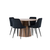 Lanzo jídelní stůl φ120 - přírodní / přírodní MDF + noční jídelní židle - černá / černý samet _4