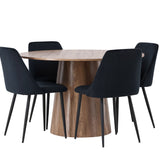 Lanzo jídelní stůl φ120 - přírodní / přírodní MDF + noční jídelní židle - černá / černý samet _4