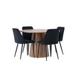 Lanzo jídelní stůl φ120 - přírodní / přírodní MDF + noční jídelní židle - černá / černý samet _4