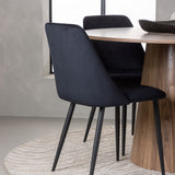 Lanzo jídelní stůl φ120 - přírodní / přírodní MDF + noční jídelní židle - černá / černý samet _4