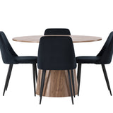 Lanzo jídelní stůl φ120 - přírodní / přírodní MDF + noční jídelní židle - černá / černý samet _4