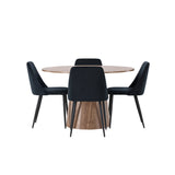 Lanzo jídelní stůl φ120 - přírodní / přírodní MDF + noční jídelní židle - černá / černý samet _4