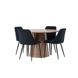 Lanzo jídelní stůl φ120 - přírodní / přírodní MDF + noční jídelní židle - černá / černý samet _4