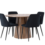 Lanzo jídelní stůl φ120 - přírodní / přírodní MDF + noční jídelní židle - černá / černý samet _4