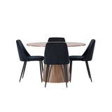 Lanzo jídelní stůl φ120 - přírodní / přírodní MDF + noční jídelní židle - černá / černý samet _4