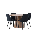 Lanzo jídelní stůl φ120 - přírodní / přírodní MDF + noční jídelní židle - černá / černý samet _4