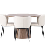 Lanzo jídelní stůl φ120 - přírodní / přírodní MDF + jídelní židle Edina - černá / bílá Boucle _4