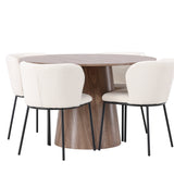 Lanzo jídelní stůl φ120 - přírodní / přírodní MDF + jídelní židle Edina - černá / bílá Boucle _4