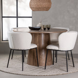 Lanzo jídelní stůl φ120 - přírodní / přírodní MDF + jídelní židle Edina - černá / bílá Boucle _4