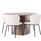 Lanzo jídelní stůl φ120 - přírodní / přírodní MDF + jídelní židle Edina - černá / bílá Boucle _4