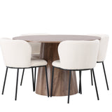 Lanzo jídelní stůl φ120 - přírodní / přírodní MDF + jídelní židle Edina - černá / bílá Boucle _4