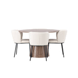 Lanzo jídelní stůl φ120 - přírodní / přírodní MDF + jídelní židle Edina - černá / bílá Boucle _4