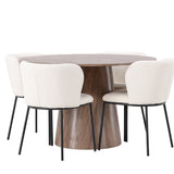 Lanzo jídelní stůl φ120 - přírodní / přírodní MDF + jídelní židle Edina - černá / bílá Boucle _4