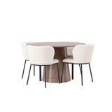 Lanzo jídelní stůl φ120 - přírodní / přírodní MDF + jídelní židle Edina - černá / bílá Boucle _4