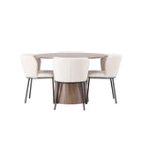 Lanzo jídelní stůl φ120 - přírodní / přírodní MDF + jídelní židle Edina - černá / bílá Boucle _4