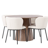 Lanzo jídelní stůl φ120 - přírodní / přírodní MDF + jídelní židle Edina - černá / bílá Boucle _4