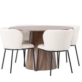 Lanzo jídelní stůl φ120 - přírodní / přírodní MDF + jídelní židle Edina - černá / bílá Boucle _4