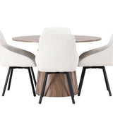 Lanzo jídelní stůl φ120 - přírodní / přírodní MDF + Rosie jídelní židle - černá / béžová látka _4