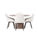 Lanzo jídelní stůl φ120 - přírodní / přírodní MDF + Rosie jídelní židle - černá / béžová látka _4