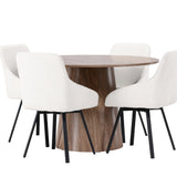 Lanzo jídelní stůl φ120 - přírodní / přírodní MDF + Rosie jídelní židle - černá / béžová látka _4