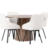 Lanzo jídelní stůl φ120 - přírodní / přírodní MDF + Rosie jídelní židle - černá / béžová látka _4