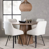 Lanzo jídelní stůl φ120 - přírodní / přírodní MDF + Rosie jídelní židle - černá / béžová látka _4