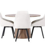 Lanzo jídelní stůl φ120 - přírodní / přírodní MDF + Rosie jídelní židle - černá / béžová látka _4