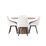 Lanzo jídelní stůl φ120 - přírodní / přírodní MDF + Rosie jídelní židle - černá / béžová látka _4