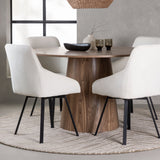 Lanzo jídelní stůl φ120 - přírodní / přírodní MDF + Rosie jídelní židle - černá / béžová látka _4