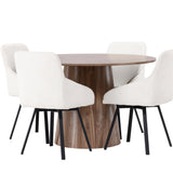 Lanzo jídelní stůl φ120 - přírodní / přírodní MDF + Rosie jídelní židle - černá / béžová látka _4