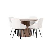 Lanzo jídelní stůl φ120 - přírodní / přírodní MDF + Rosie jídelní židle - černá / béžová látka _4