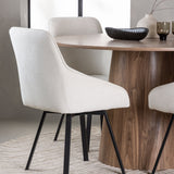 Lanzo jídelní stůl φ120 - přírodní / přírodní MDF + Rosie jídelní židle - černá / béžová látka _4