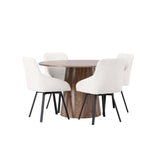 Lanzo jídelní stůl φ120 - přírodní / přírodní MDF + Rosie jídelní židle - černá / béžová látka _4